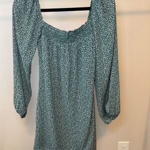 Abercrombie & Fitch Teal Floral Long Sleeve Dress